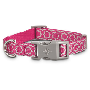 Good2Go Collar Reflejante Rosa Dise�o Grecas con Broche Gris para Perro, Mediano