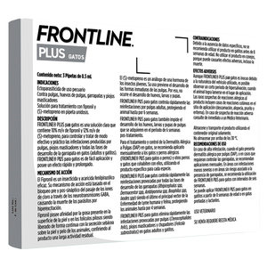 Frontline Plus Paquete de 3 Pipetas Antiparasitarias Externas para Gato