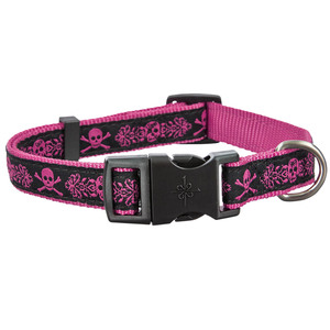 Good2Go Collar Negro Dise�o Calaveras Rosas con Broche para Perro, Mediano