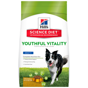 Hill's Science Diet Youthful Vitality Alimento Seco para Perro Senior Raza Mediana/Grande Receta Pollo y Arroz, 5.7 kg
