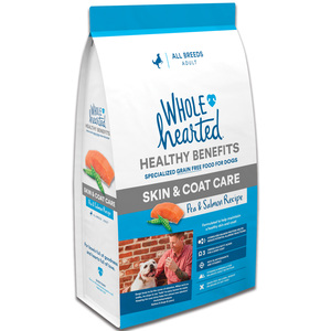 WholeHearted Healthy Benefits Alimento Natural para Perro Adulto Cuidado de Piel/Pelo Receta Salmón y Chícharo, 11.4 kg