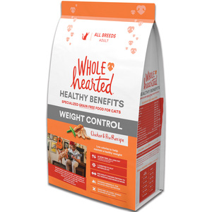 WholeHearted Healthy Benefits Alimento Natural para Gato Adulto Control de Peso Receta Pollo y Chícharo, 2.2 kg