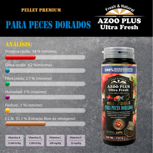 Azoo Ultra Fresh Pellet Premium Alimento Natural Tipo Pellet Flotante para Peces Dorados, 122 g