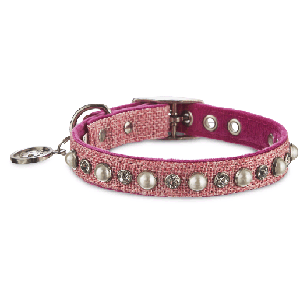 Bond & Co Collar Rosa con Detalles de Perlas para Perro, X-Chico / Chico