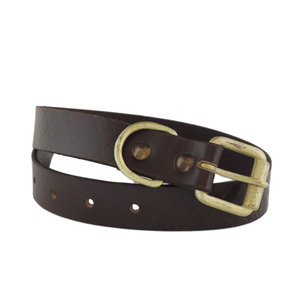 Pomki Collar de Cuero Color Caf� con Grabados de Rombos y Hebilla Dorada para Perro, Grande