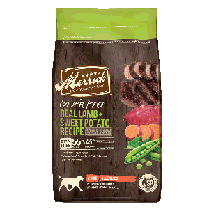 Merrick Alimento Natural sin Granos para Perro Adulto Todas las Razas Receta Cordero y Camote, 4.5 kg