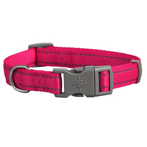 Good2Go Collar Acojinado Reflejante Color Rosa Neon con Broche Gris para Perro, Grande / X-Grande