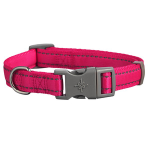 Good2Go Collar Acojinado Reflejante Color Rosa Neon con Broche Gris para Perro, Mediano