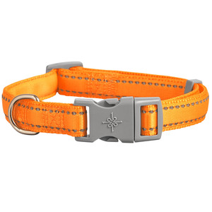 Good2Go Collar Acojinado Reflejante Color Naranja Neon con Broche Gris para Perro, Grande / X-Grande