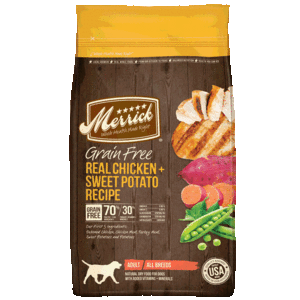 Merrick Alimento Natural sin Granos para Perro Adulto Todas las Razas Receta Pollo y Camote, 9.9 kg